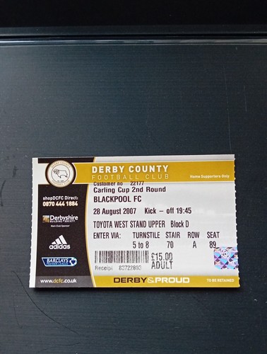 Ticket 2007 2008 carling cup - :, 2007/2008