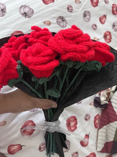Handmade crocheted red roses - handmade,