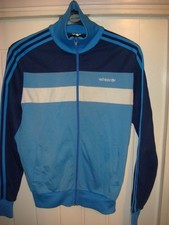 ADIDAS ORIGINALS VINTAGE TRACKSUIT TOP TRACK JACKET - BLUE - SMALL -G88