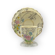 Vintage Plant Tuscan China Trio Teacup, Saucer & Tea Plate Hand Painted 4511A