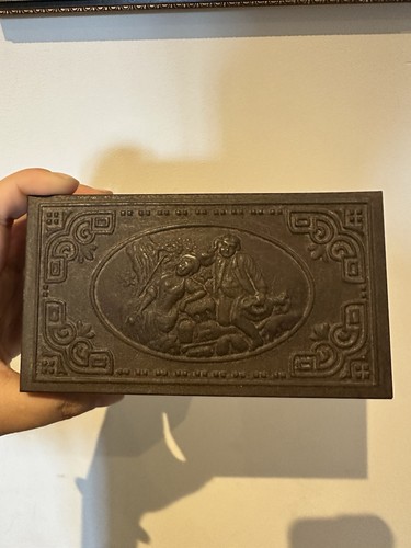 Antique wooden and metal - and, box