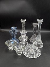 Job Lot of 8x Vintage & Modern Glass Candlesticks - Art Deco to Modern