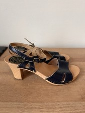 Scholl Blue Wooden Sandals Size 5