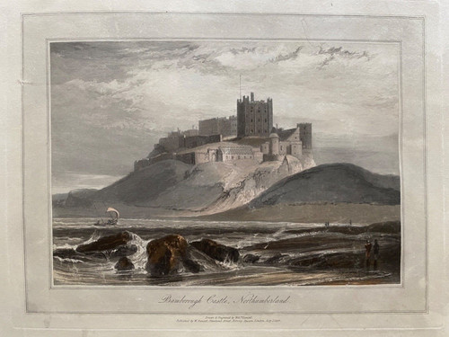 1822 antique print bamburgh - 1822, print;