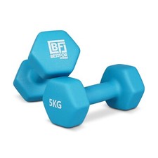 BestFor 5kg Neoprene Dumbbells Pair - Blue 2 Pieces - Hex Anti Roll 001004