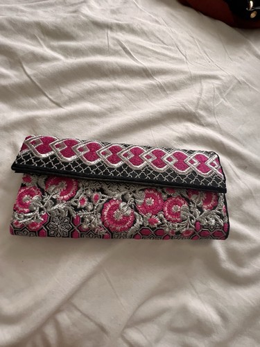 Embroidered pink and silver - embroidered,
