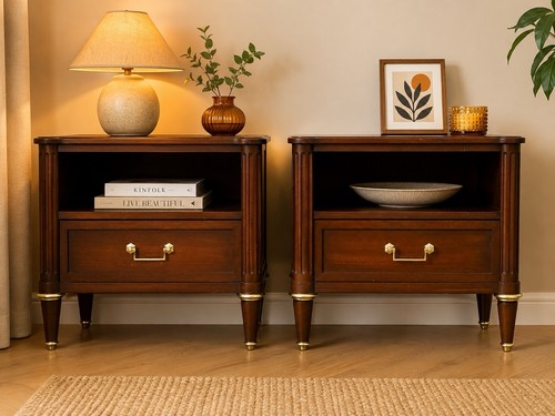 Pair vintage bedside - bedside, cabinets