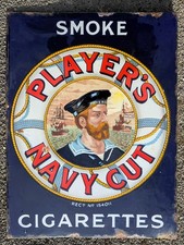 ORIGINAL PLAYERS NAVY CUT CIGARETTES ENAMEL SIGN.