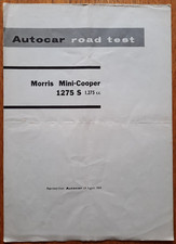 1964 MORRIS MINI COOPER car sales brochure. Reprinted Autocar roadtest - RARE!