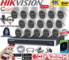 HIKVISION CCTV 8MP 4K NVR COLORVU IP POE OUTDOOR 2-WAY AUDIO CAMERA SYSTEM KIT