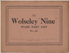 WOLSELEY 9 (NINE) CHASSIS ORIGINAL 1934 FACTORY SERVICE PARTS CATALOGUE