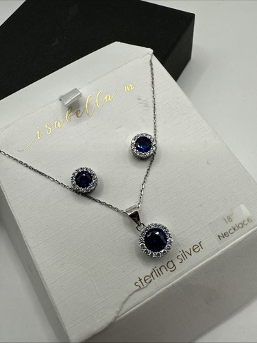 Sterling lab sapphire necklace - lab,