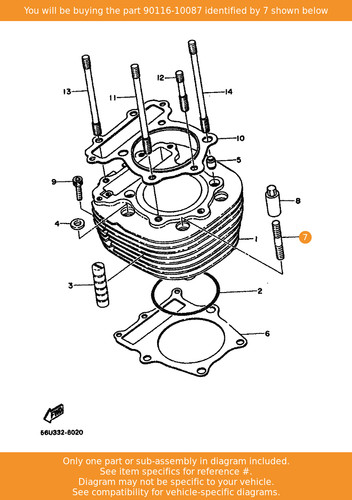 Yamaha bolt stud 90116 - yamaha, 90116-10087