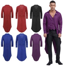 UK Men's Steampunk Tailcoat Jacket Victorian Frock Coat Gothic Uniform Medieval