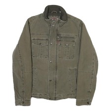 LEVI'S Mens Green Cotton Blend Zip Jacket S Casual Utility Chest Pockets