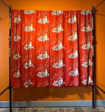 Pair of 1950s Red Barkcloth