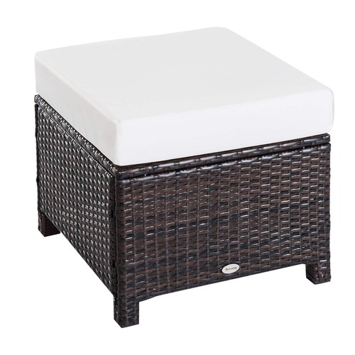 Rattan footstool with cushion - rattan,