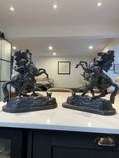 Antique  Guillaume Coustou Marly Horse Statue / Mantel Piece pair