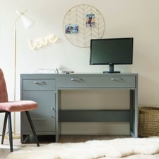 METAL INDUSTRIAL LOCKER SINGLE PEDESTAL DESK - GREY