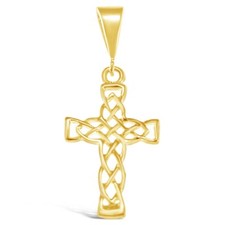9ct Gold Celtic Cross Pendant Charm with Jewellery Presentation Box