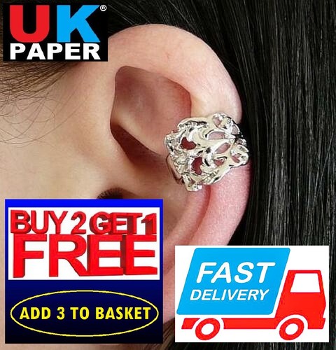 New silver flower ear cuff - ear,