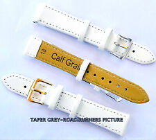 White Ladies Genuine Leather Watch Strap band 6mm-24mm UNISEX UK SELLER