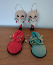 4 Vintage Christmas Tree Decorations Quirky Santa Father Christmas Shoes Boots