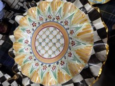 Mackenzie Childs Taylor fluted Kings Corner luncheon plate 9” Ceramic