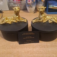 Julien MacDonald pair of cheetah  Trinket Boxes  