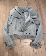 Blue Faux Fur Trim Faux