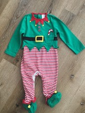 TU At Sainsburys Christmas Festive Elf Cute Babygrow Sleepsuit Age 9-12 Months