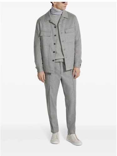Zegna grey wool drawstring - wool,