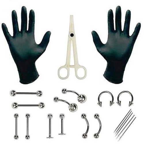 Body piercing kit with needle - body,