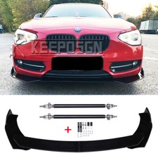 For 1 Series 118i 118d 120i 120d 125i Gloss Front Bumper Lip Splitter Strut Rods