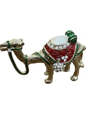 Decorative Metal Camel Figurine with Rhinestone Accents Ornament