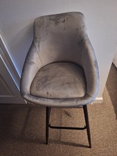 Dahlia Bar Stool Grey Suade