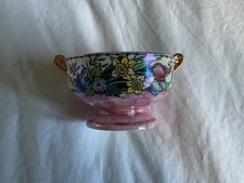 Maling Lustre Ware Pink two handled bowl, spring flowers
