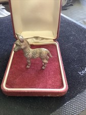 Donkey Figurine  metal  Silver Toned   Small Standing Donkey