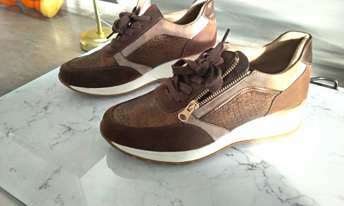Pavers ladies brown crocodile - ladies,