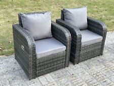 Fimous 2 PC Reclining High Back Rattan Arm Sofa Garden Chairs Outdoor Furniture