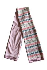 Womens Girls Ladies John Lewis Pink Fair Isle Pattern Winter Scarf One Size VGC