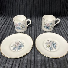 Royal Worcester Porcelain Espresso Coffee Set With Floral Design. Serves 2 