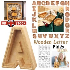 Letter Wooden Money Box Money Piggy Bank Coin Saving Box for Adult Kids