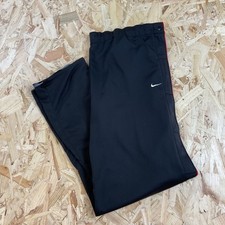 Vintage 1990s Nike Track Pants Black Red Poppers Baggy Wide Leg Trousers M / L