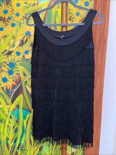 Black fringe sleeveless - fringe,