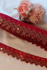 4 Meters Fancy Red Embroidery (Bridal Saree Sew On Trim Edge Border Lace
