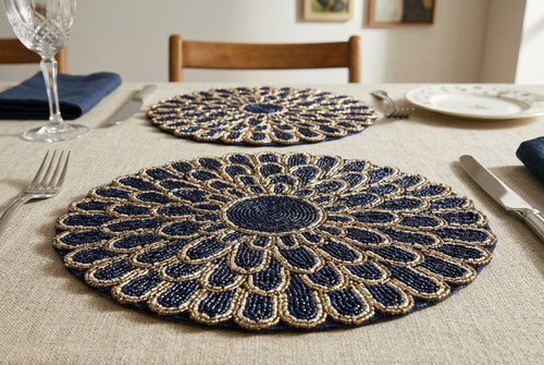 Set floral placemat blue - set,