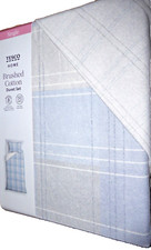 Grey / pale blue tartan check 100% Brushed Cotton size SINGLE Duvet Cover Set