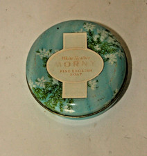 Morny White Leather English Soap Empty Tin