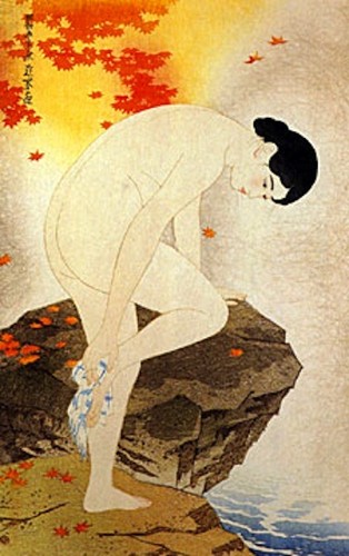 Woman hot springs - at,